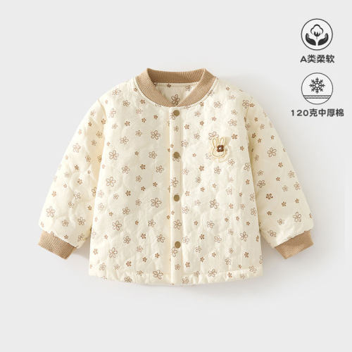 宝宝加厚夹棉立领碎花棉服保暖
