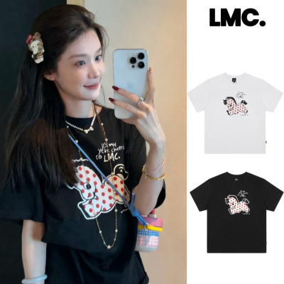 韩国小众潮牌LMC马年新年限定可爱波点小马字母印花圆领短袖T恤女