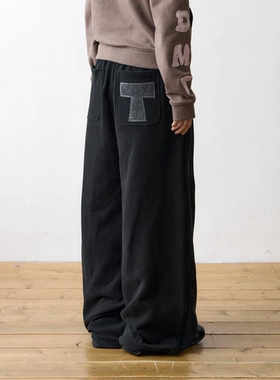25秋 THE COLDEST MOMENT t字缝线阔腿裤抽绳纯棉卫裤运动休闲裤