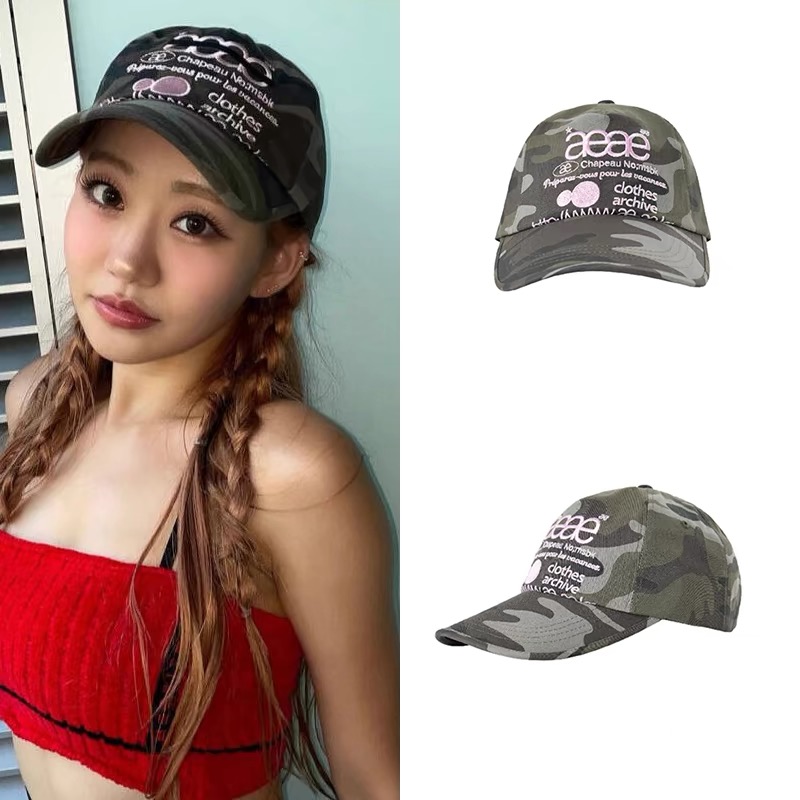精选 韩国 aeae设计师迷彩字母刺绣男女同款棒球帽