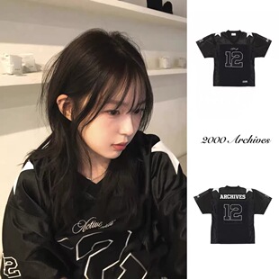 NewJeans同款 T恤球衣 2000archives透气网孔宽松运动男女短袖