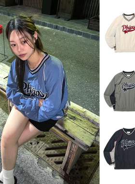 wonhee黄冠亨同款 韩国 V领尼龙运动长袖球衣卫衣