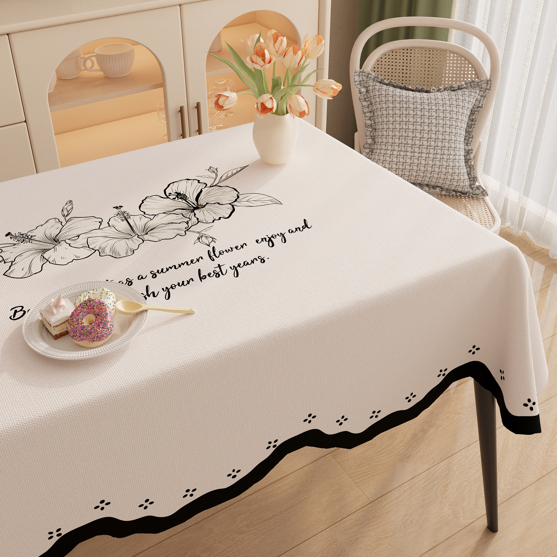 轻奢简约桌布防水防油防烫免洗仿