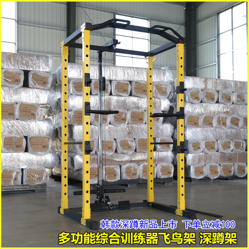 多功能框式深蹲架卧推架龙门架大飞鸟综合训练器拉背健身器材家用