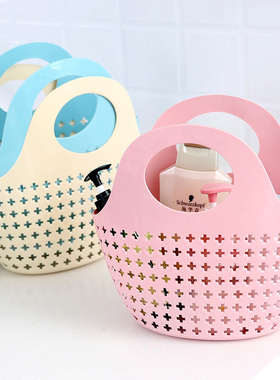 洗澡篮子手提篮软塑料浴室浴筐女洗漱洗浴蓝收纳篮框筐沐浴收纳筐