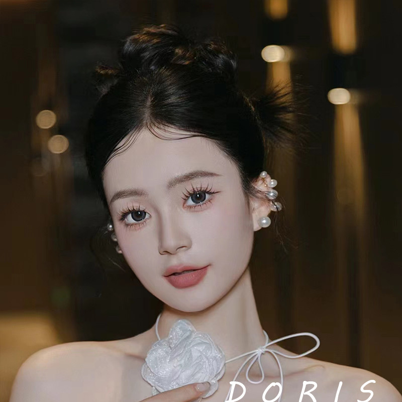 新娘手工花朵项链小众锁骨链绑带造型珍珠礼服婚纱珍珠耳饰耳骨夹