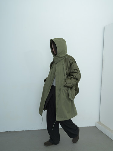 UNDEFINED GIRL26秋冬M65Parka羽绒服可拆卸内胆两件套鱼尾大衣