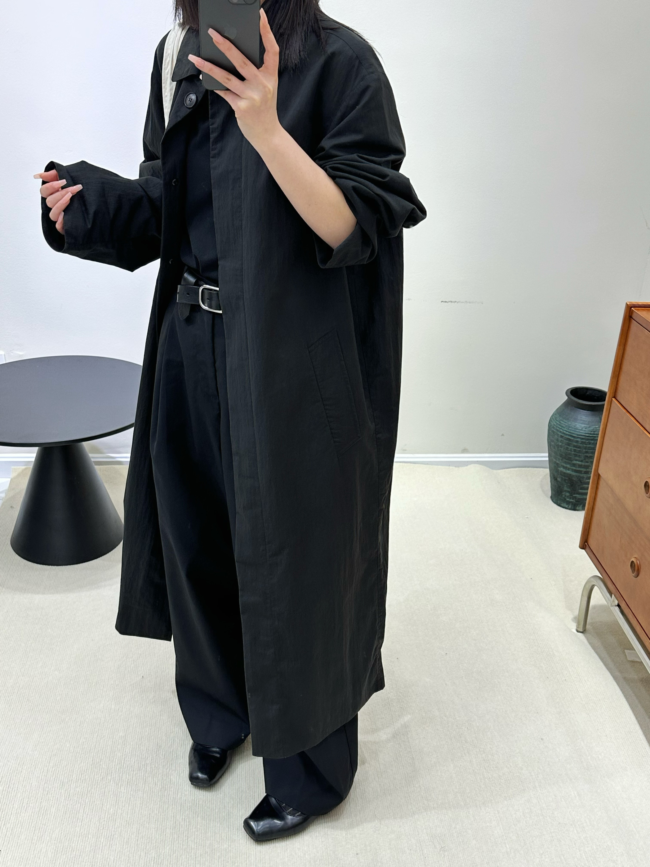 Undefined Girl无性别穿搭面里同料极简长款纯色男女同款风衣外套