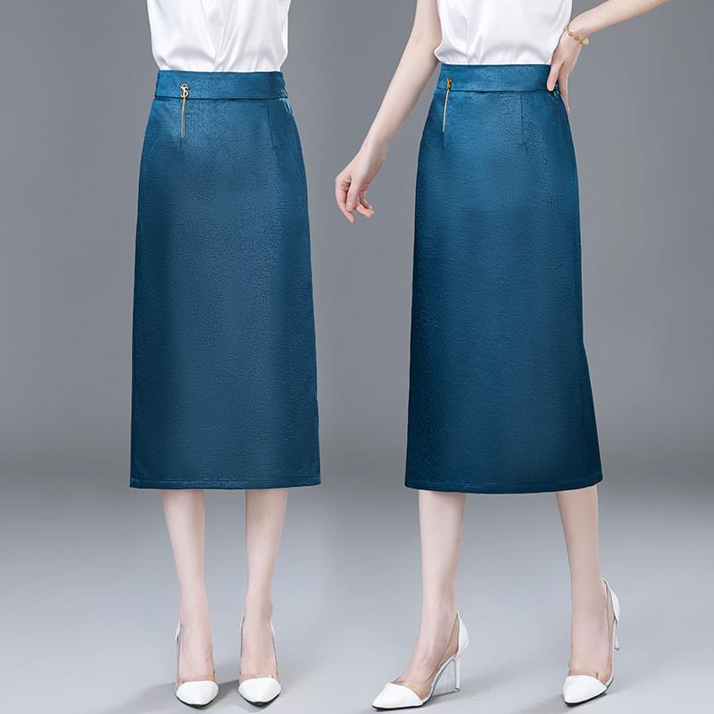 醋酸缎面半身裙女夏薄款2025新款高腰百搭气质冰丝垂感a字包臀裙