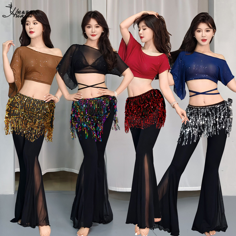 原创网纱弹力肚皮舞练功服套装