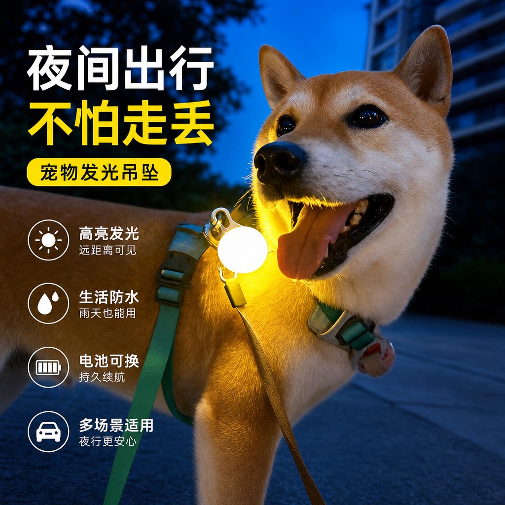 狗狗夜间出行防走失挂饰