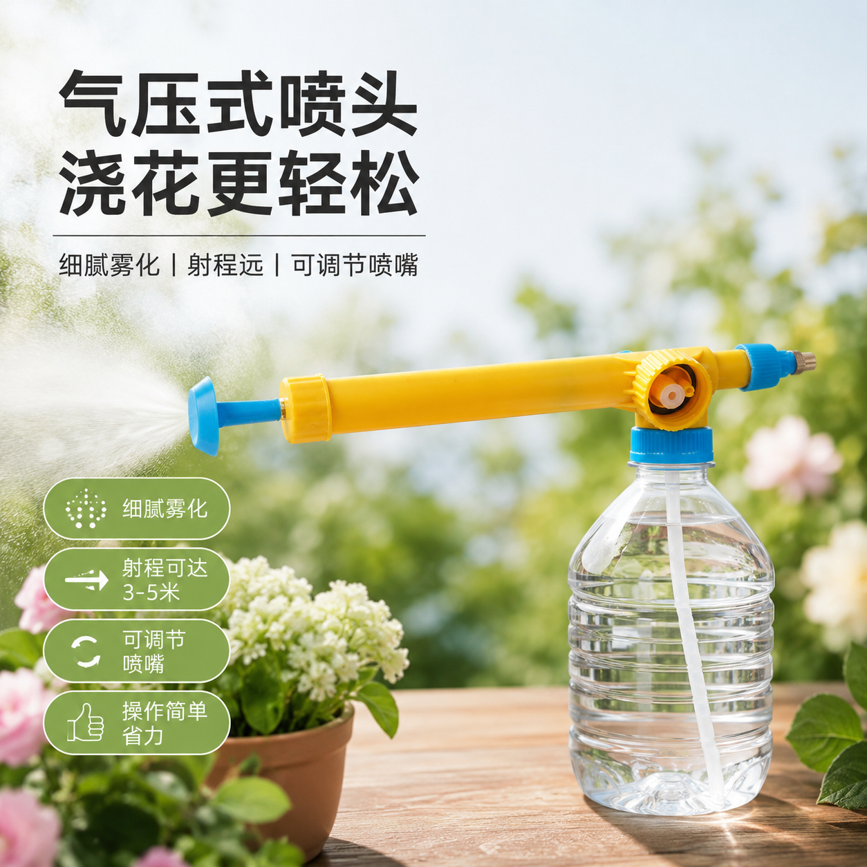 饮料瓶喷雾器浇花喷壶气压式喷头多功能家用小型喷雾瓶可调节喷嘴