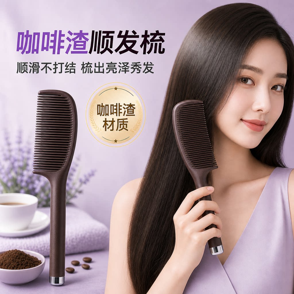 咖啡渣防静电不打结顺发梳