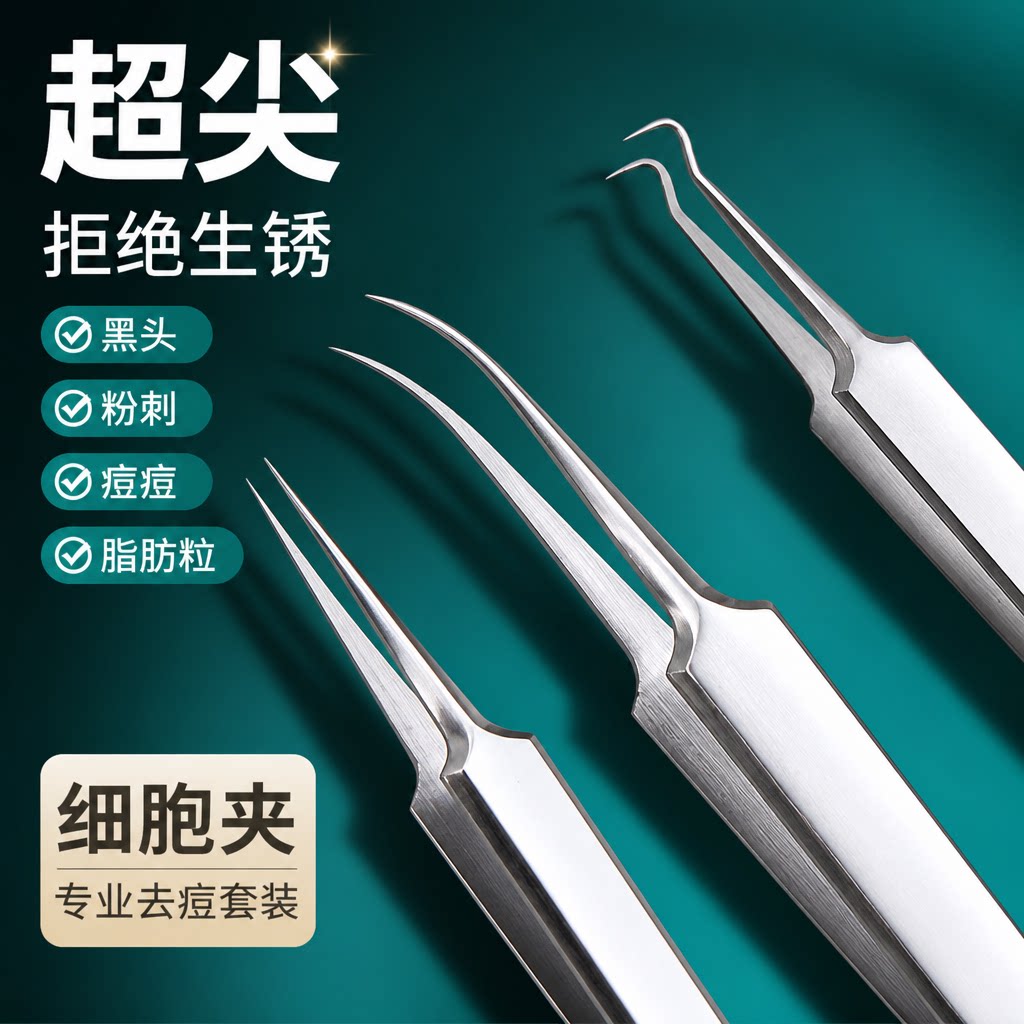 超尖细胞夹粉刺针套装工具去黑头