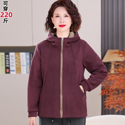 加肥加大码洋气摇粒绒妈妈外套女