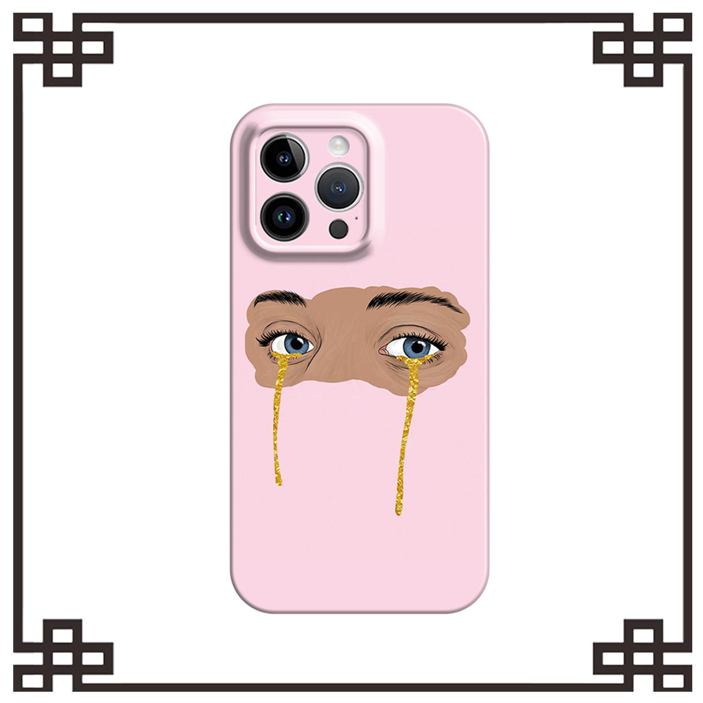 粉色创意流泪少女适用iphone16promax菲林手机壳15苹果17华为p80mate60荣耀200vivos30iqoo13软红米k50note14