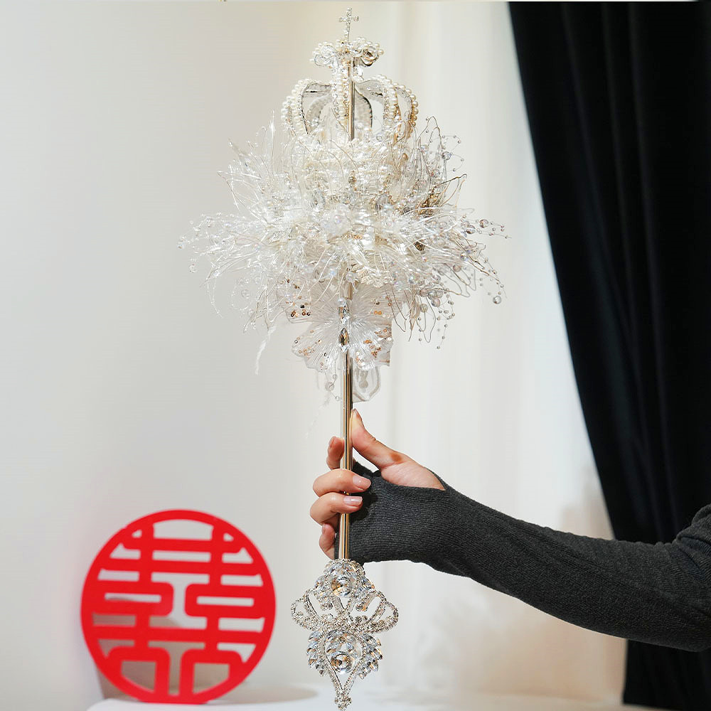 新娘权杖手捧花diy材料出嫁女王结婚手工自制礼物成品婚礼权杖diy