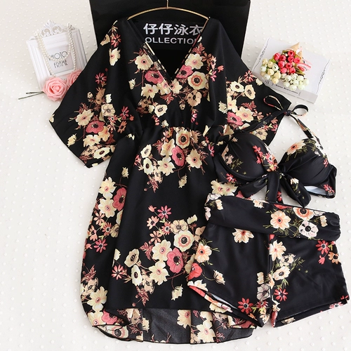 Купальник, комплект, длинная юбка, большой размер, 3 предмета, свободный крой, средней длины