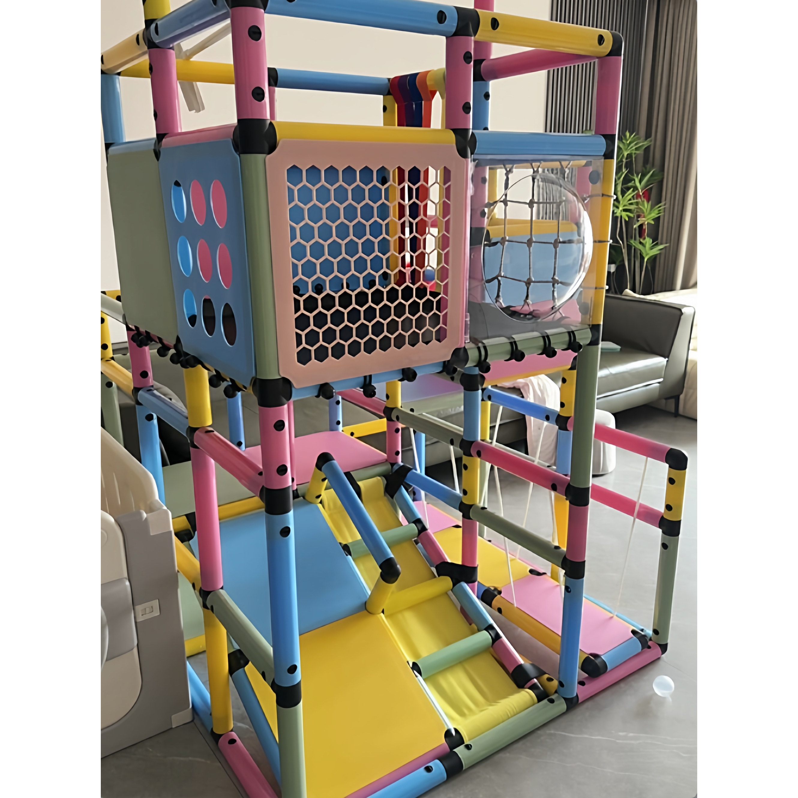 好耶儿童室内攀爬架DIY家用滑梯宝宝感统训练蹦床平衡木组合