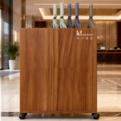 木纹色雨伞架商用家用收纳架带轮移动置物架大容量免安装 北欧风