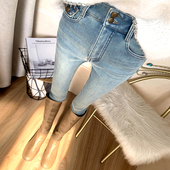 浅蓝色高腰收腹加绒加厚牛仔裤 女长裤 提臀修身 一条过冬 小脚裤 冬