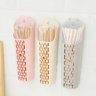 筷子筒家用筷子架带盖壁挂式塑料筷子笼置物架沥水厨房筷子收纳盒
