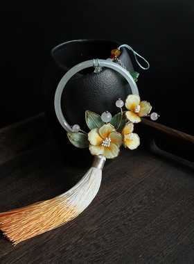 新中式非遗绒花车挂件精致送礼