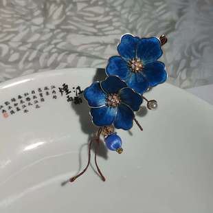 非遗绒花发饰发夹边夹侧边后脑勺日常新中式花朵汉服头饰精致发夹