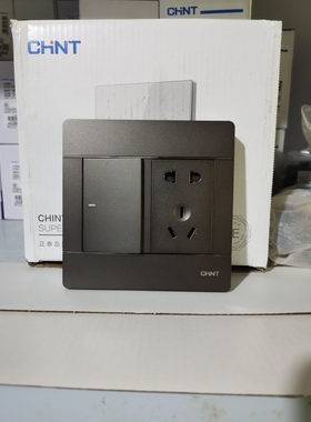 120型正泰9Z灰黑色家用墙壁开关插座面板一二开五孔二三插16A