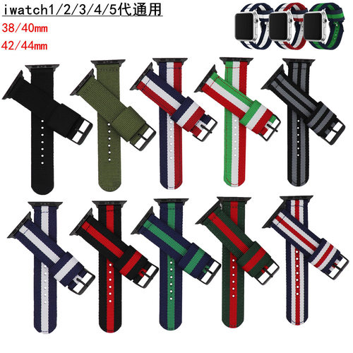 适用苹果apple watch尼龙帆布表带40 44mm iwatch 5手表带38 42mm