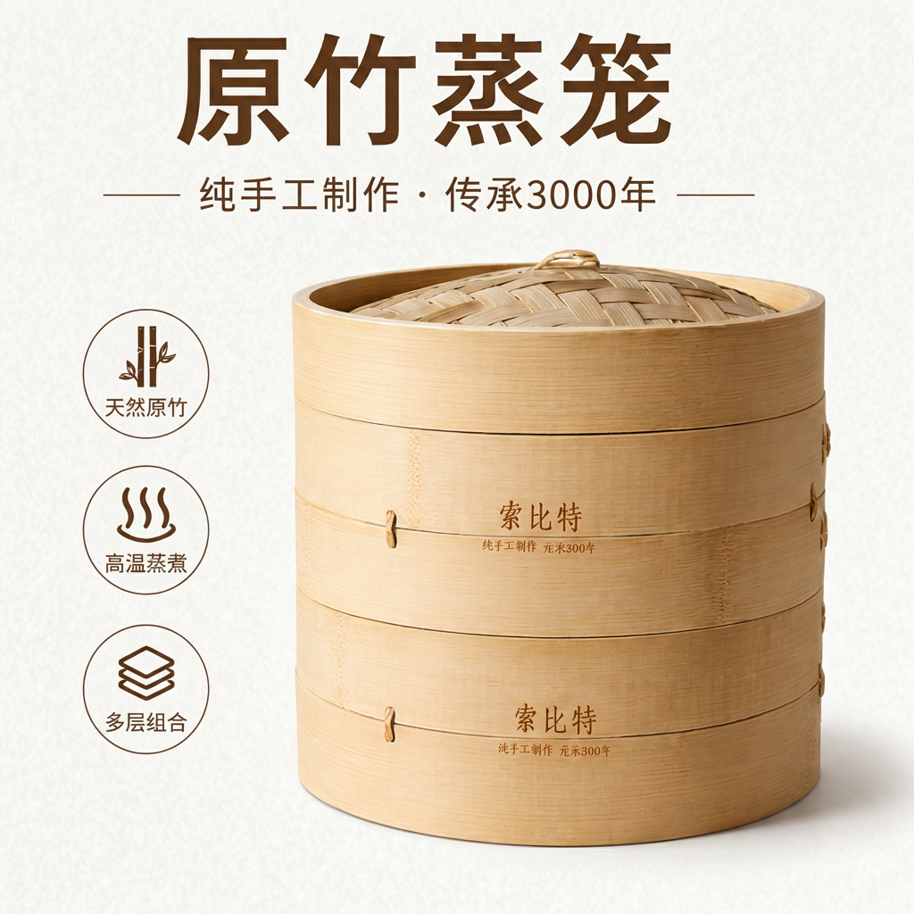 手编竹蒸笼 蒸屉加深竹制蒸格家用竹子竹制小笼包蒸锅笼屉包子