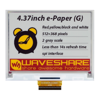 4.37寸e-Paper四色电子墨水屏裸屏可视度宽 SPI通信 512×368像素