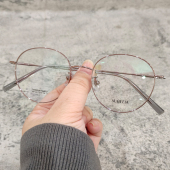 51mm圆框中等脸型超轻眼镜框女可配近视防蓝光粉色金丝细边玫瑰金