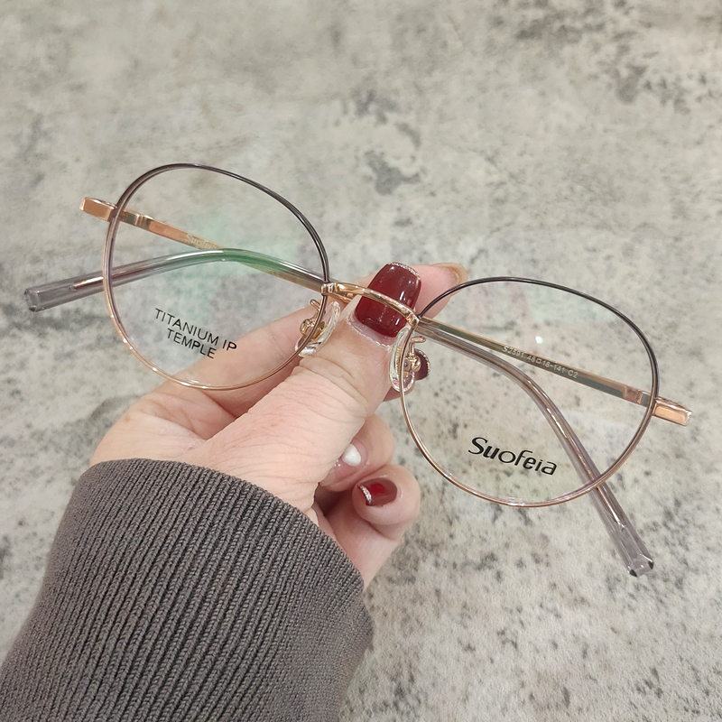 女圆框同款钛金属加厚边眼镜框