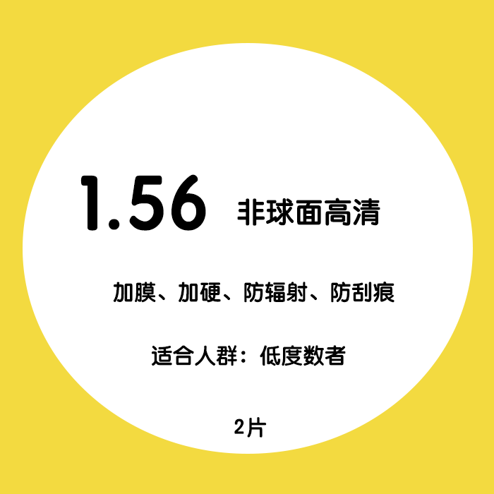 1.56普通型非球面多层膜防辐射近视镜片 配光学近视眼镜 遇见眼镜