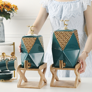 冷水壶凉水壶带龙头家用水杯套装耐高温客厅陶瓷柠檬水容器大容量