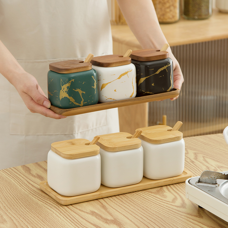磨砂陶瓷调料罐家用厨房套装