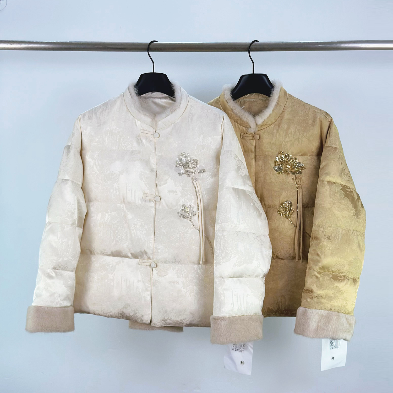 柏多伊俪新中式水貂毛装饰羽绒服