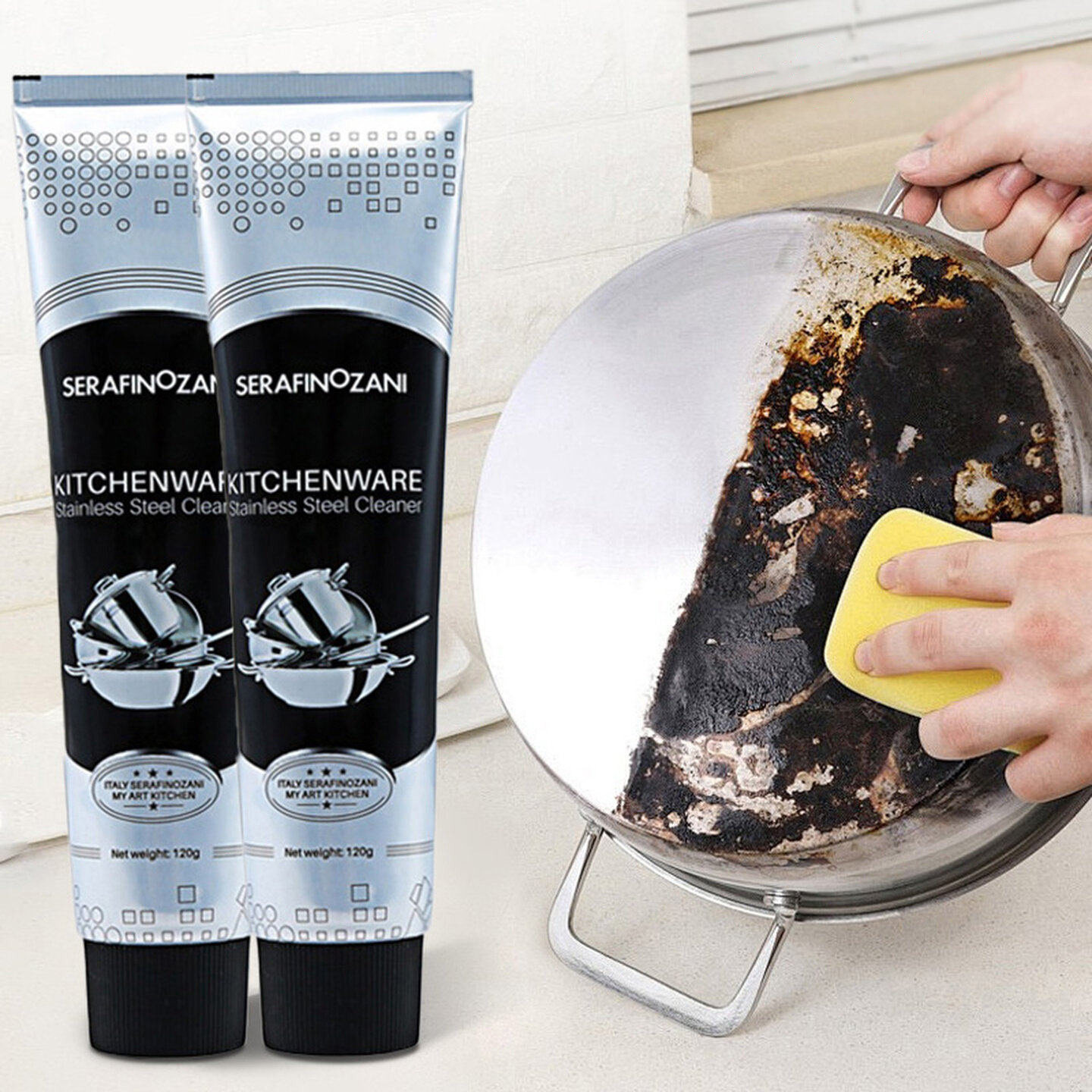 尚尼不锈钢清洁剂锅具适用除锈剂去烧痕光亮抛光剂多功能清洁膏