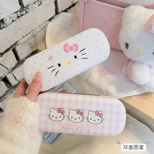哈喽Kitty眼镜盒眼镜布女生高颜值收纳可爱小巧防压墨镜学生便携