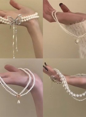 法式复古双层珍珠项链女轻奢小众高级感配饰时尚choker脖子锁骨链