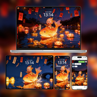 锦鲤星星人手机壁纸 | 新年好运动态锁屏壁纸 | 电脑平板超清壁纸