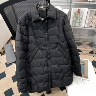 新款 胡子叔大码 棉服冬季 中长款 胖mm200斤翻领菱形格棉衣外套 女装