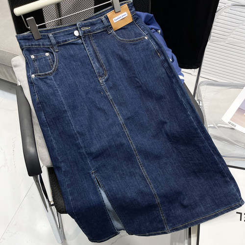 弹力牛仔A字半身裙大码女装