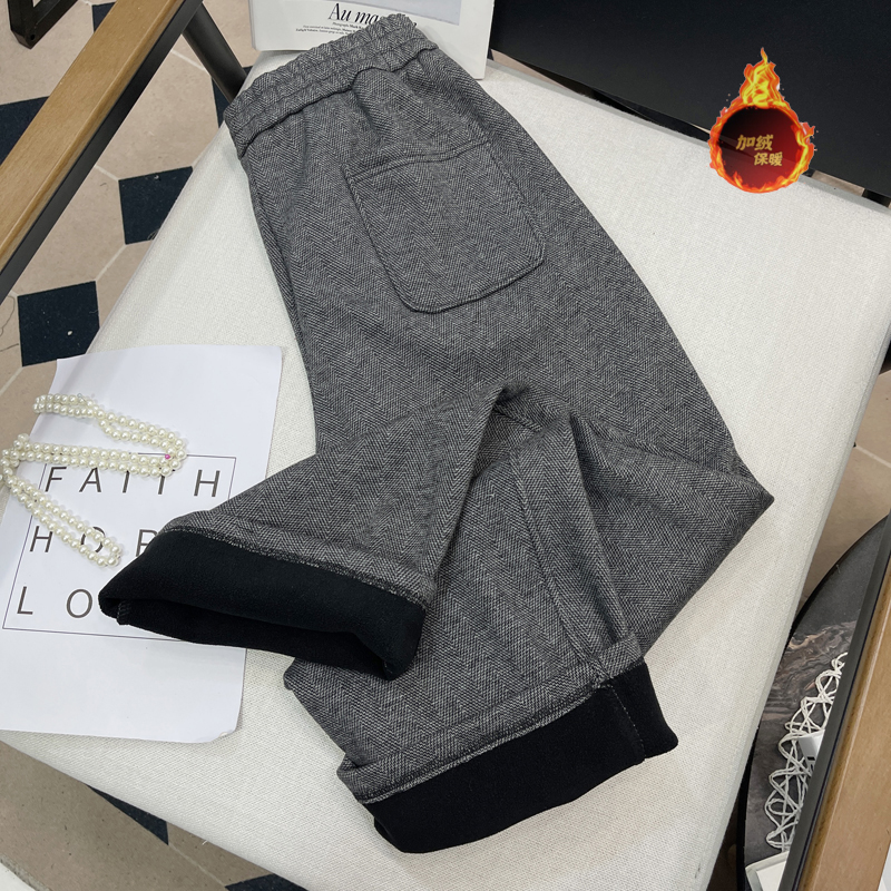 大码女装自留加绒保暖系带阔腿裤