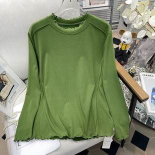 胖mm韩版 胡子叔大码 女春秋新款 打底衫 宽松显瘦百搭立领T恤潮 长袖