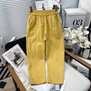 新款 休闲裤 女松紧腰弹力棉麻款 胡子叔大码 哈伦裤 2025夏季 式 潮 女装