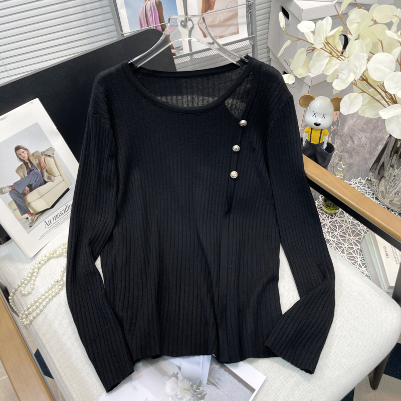 大码女装针织衫女镂空设计感上衣