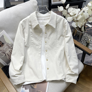 时尚短款女士衬衫外套女春秋新款大码胖mm休闲小个子上衣长袖正肩