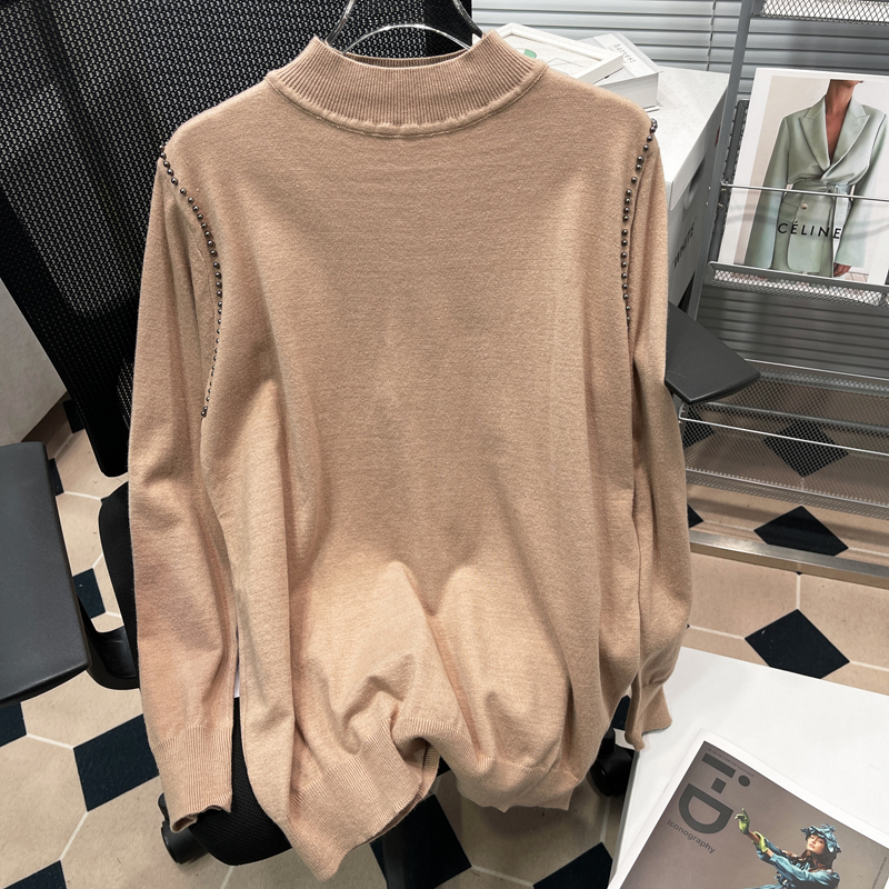 大码女装黑色半高领毛衣打底衫